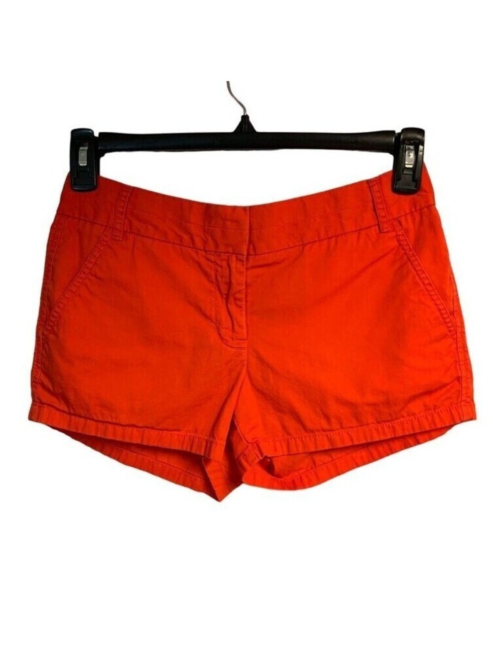 J.Crew Broken-In Chino Shorts Womens 2 Red Orange Scarlet 100% Cotton Low Rise